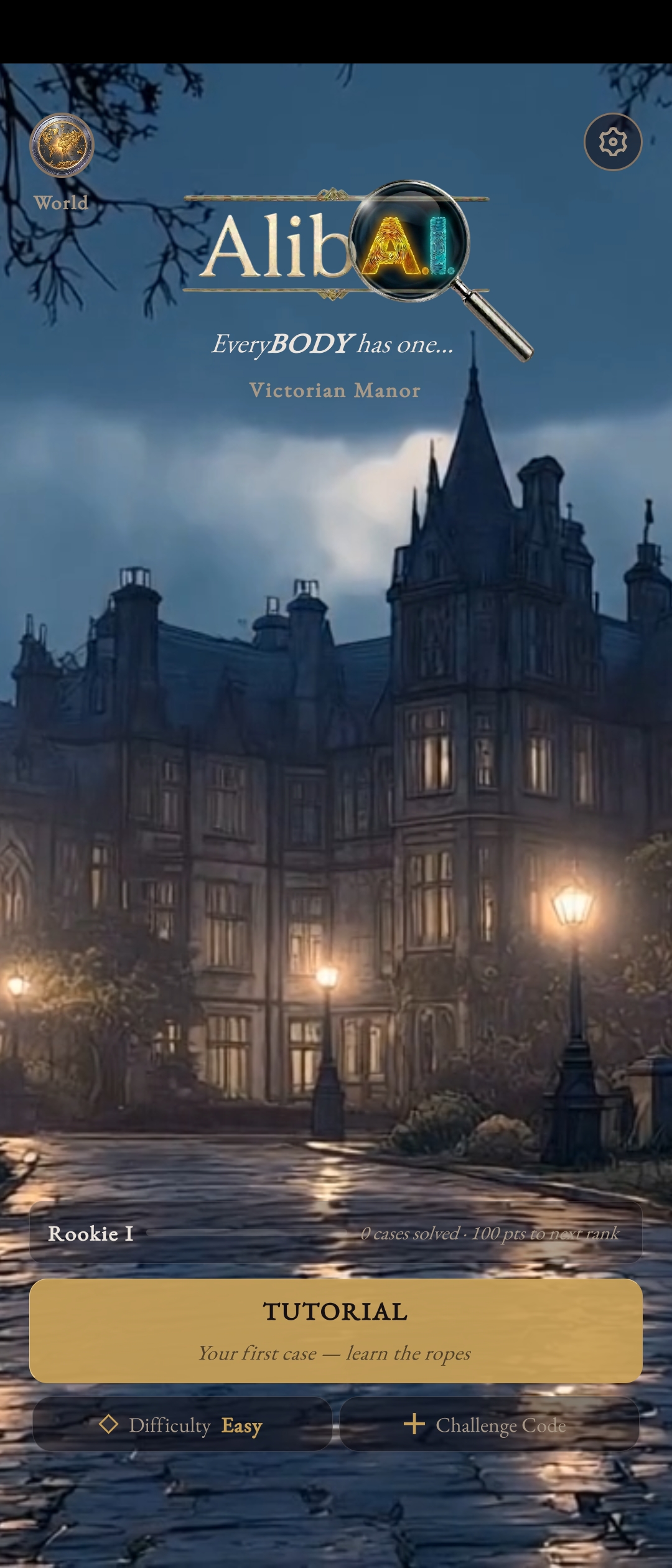 AlibA.I. — Victorian Manor main menu