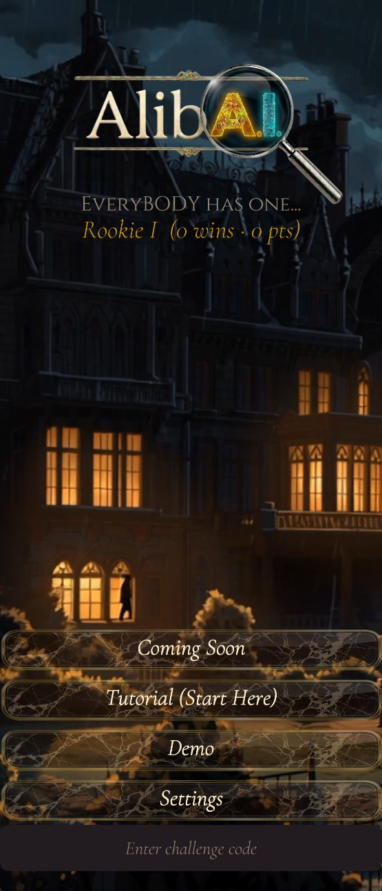 AlibA.I. — Victorian Manor main menu